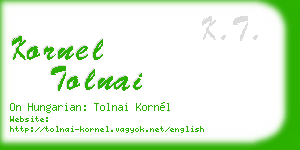 kornel tolnai business card